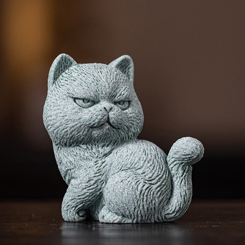 Figura decorativa de escritorio para mascota de té con forma de gato pequeño de Mythstone 