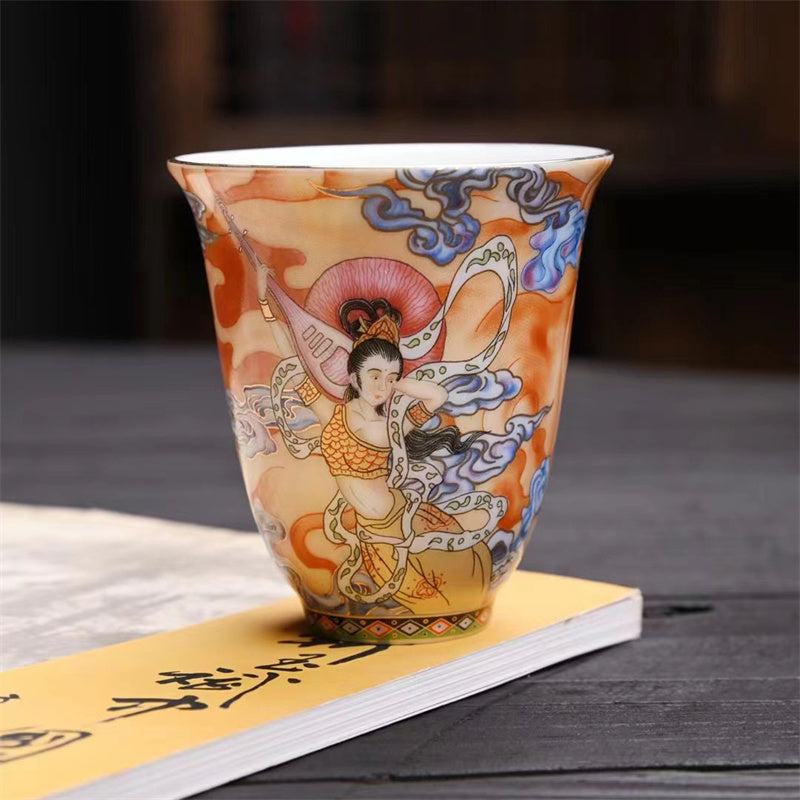 Mythstone Dunhuang Color Flying Apsaras Teacup Kung Fu Tea Cup