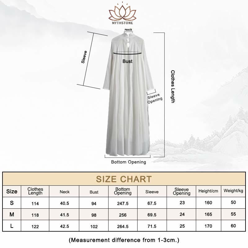 Mythstone Simple Design Meditation Spiritual Long Dress Zen Practice Yoga Clothing Women's White Gown