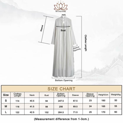 Mythstone Simple Design Meditation Spiritual Long Dress Zen Practice Yoga Clothing Women's White Gown