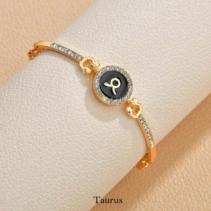 12 Constellations of the Zodiac Rhinestone Chain Adjustable Bracelet