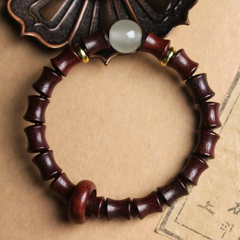 Pulsera de la paz de bambú, palo de rosa negro, sándalo verde y ébano de Mythstone