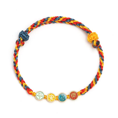 Pulsera trenzada de hilo de color Dunhuang hecha a mano con protección de la paz y la alegría Mythstone 