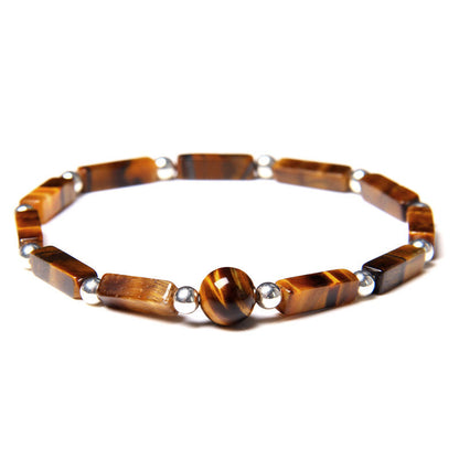 Mythstone Natural Crystal Amethyst Tiger Eye Spiritual Balance Bracelet