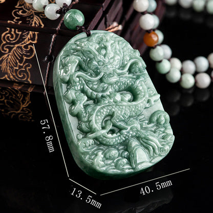 Mythstone Chinese Zodiac Dragon Jade Prosperity Necklace Bead String Pendant