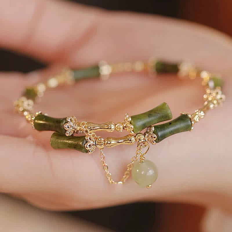 Mythstone Bamboo Jade Pattern Luck Bracelet Bangle