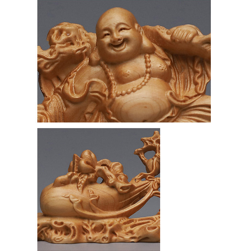 Mythstone Laughing Buddha Wood Engraving Home Decoration