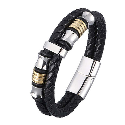 Mythstone Layered Leather Weave Fortune Bracelet