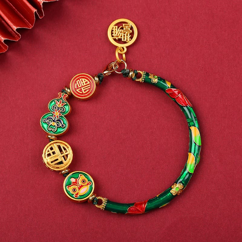 Mythstone Tibetan Gourd Fortune Happiness Lion Wealth Luck Bracelet