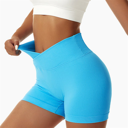 Mythstone Women Seamless High Elasticity Sports Fitness High Waist Yoga Workout Shorts