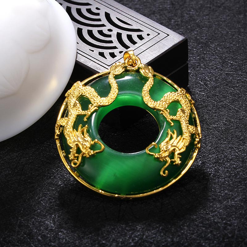 Mythstone Tibetan Jade Dragon Necklace Pendant