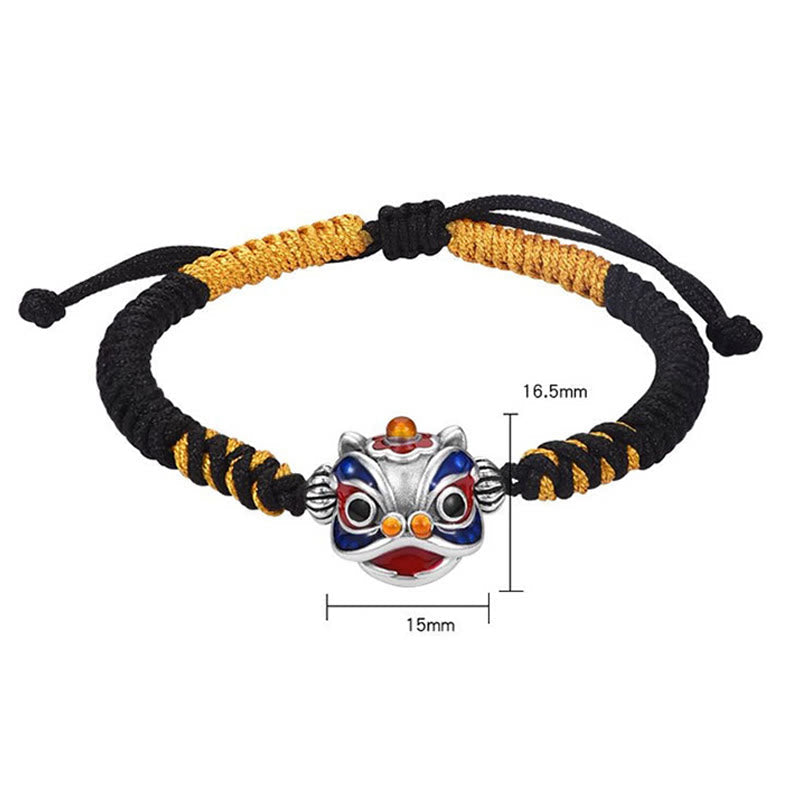 Pulsera trenzada de la suerte con león danzante hecha a mano de Mythstone 