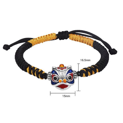 Pulsera trenzada de la suerte con león danzante hecha a mano de Mythstone 