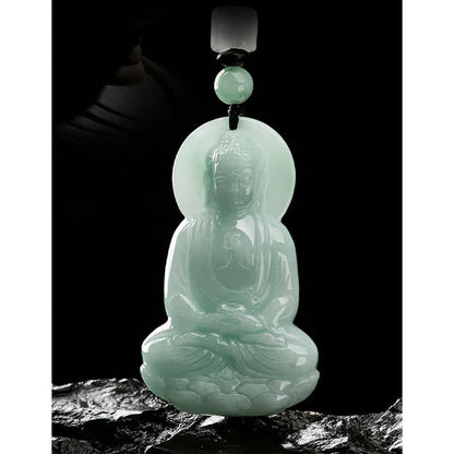 Mythstone Amitabha Buddha Jade Amulet Compassion String Necklace