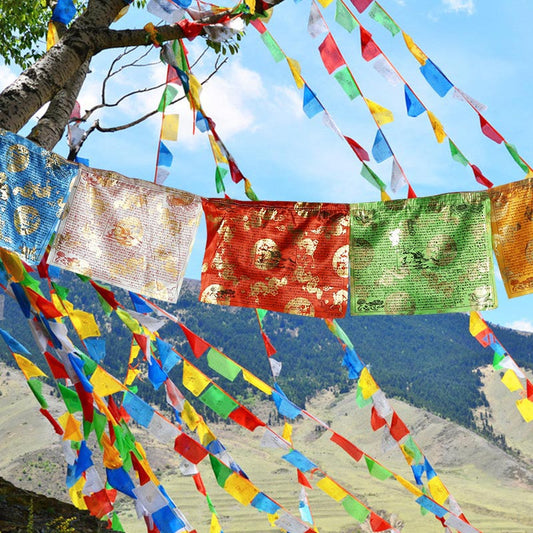 Mythstone Tibetan 5 Colors Windhorse Blessing Dragon Pattern Outdoor 20 Pcs Prayer Flag Decoration