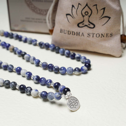 Mythstone Natural Blue Aventurine Lotus Peace Necklace Bracelet