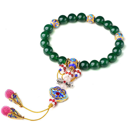 Mythstone Natural Green Agate Wrist Mala Success Charm Pocket Mala Car Decoration