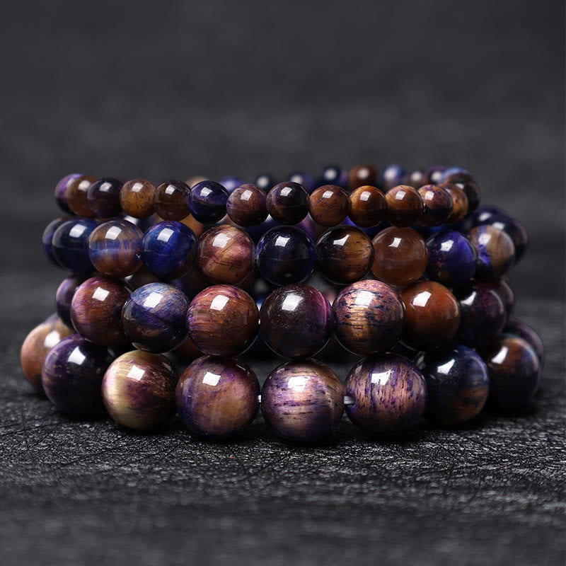 Mythstone Natural Purple Tiger Eye Protection Strength Bracelet