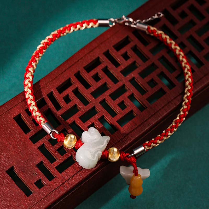 Pulsera de hilo rojo de jade y prosperidad del zodíaco chino Mythstone