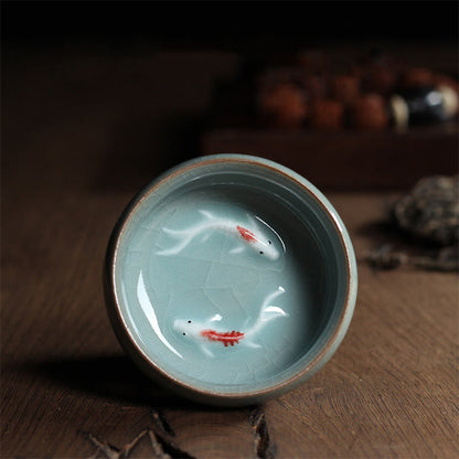 Mythstone Colorful Koi Fish Ceramic Teacup Kung Fu Tea Cup Bowl