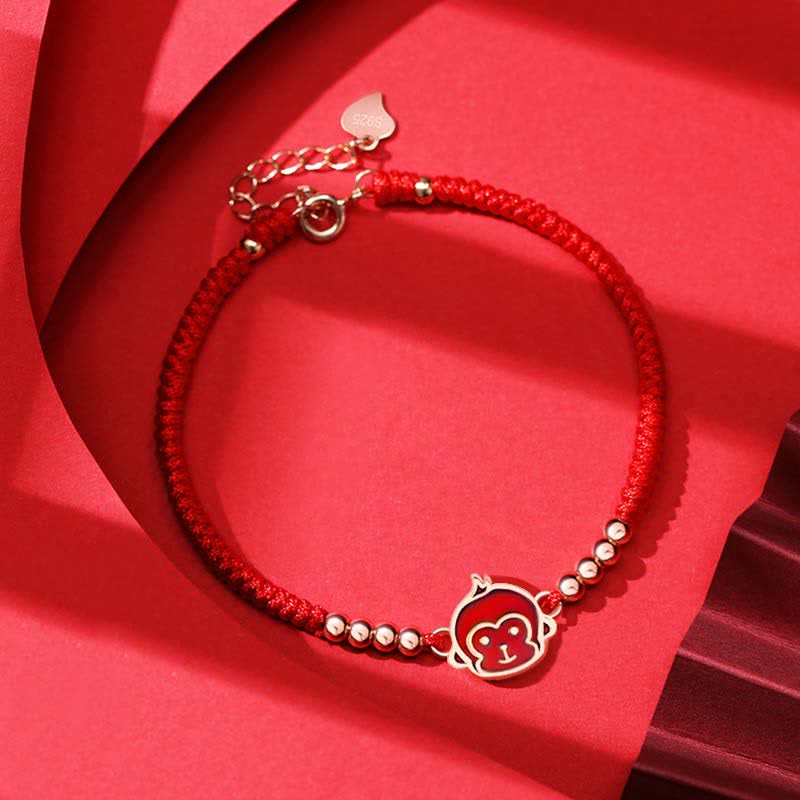 Mythstone 925 Sterling Silver Chinese Zodiac Luck Faith Discolor Red String Bracelet