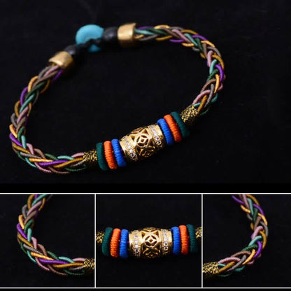 Pulsera de hilo de cobre con ocho hilos y nudo tibetano hecha a mano Mythstone