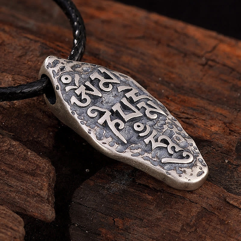 Collar con colgante de fuerza con grabado de Om Mani Padme Hum Dorje Vajra en plata de ley 925 tibetana Mythstone