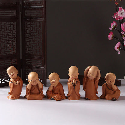 Mythstone Small Mini Meditation Praying Monk Serenity Resin Home Decoration