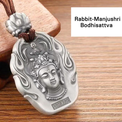 Mythstone Chinese Zodiac Natal Buddha Om Mani Padme Hum Lotus Compassion Necklace Pendant