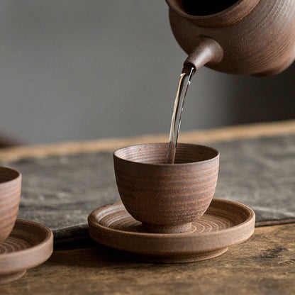 Mythstone Handcrafted Retro Brown Ceramic Teacup Kung Fu Tea Cup