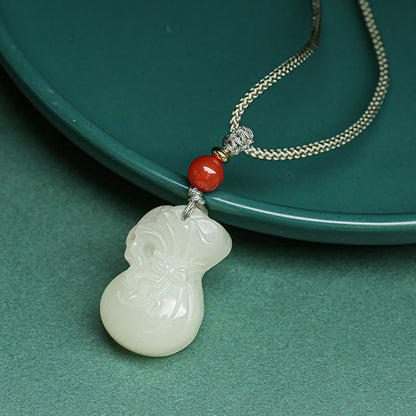 Mythstone Natural Hetian Jade Money Bag Wealth Necklace Pendant Key Chain Phone Hanging Decoration