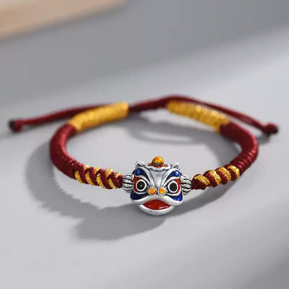 Pulsera trenzada de la suerte con león danzante hecha a mano de Mythstone 