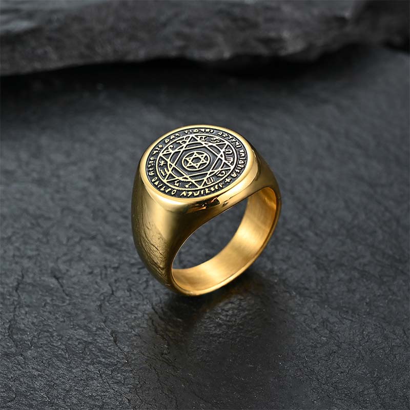 Mythstone 12 Constellations of the Zodiac Star of David Protection Ring