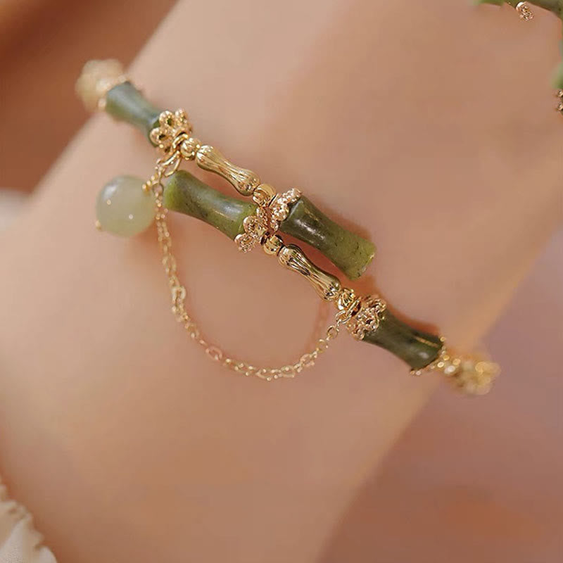 MythStone Bamboo Jade Pattern Luck Bracelet Bangle