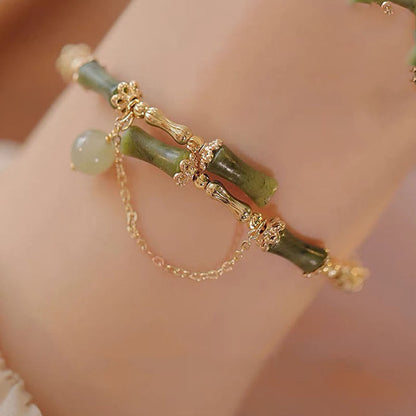 Mythstone Bamboo Jade Pattern Luck Bracelet Bangle