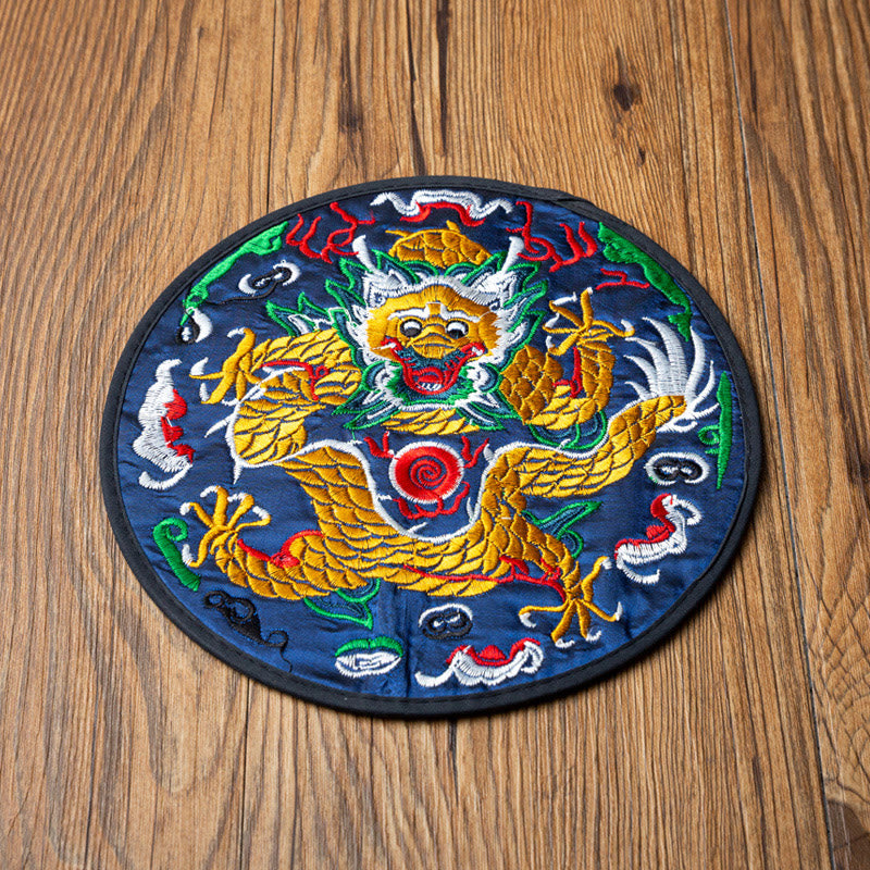 Mythstone Dragon Embroidery Cup Mat Pad Tea Cup Coaster Kung Fu Tea Mat