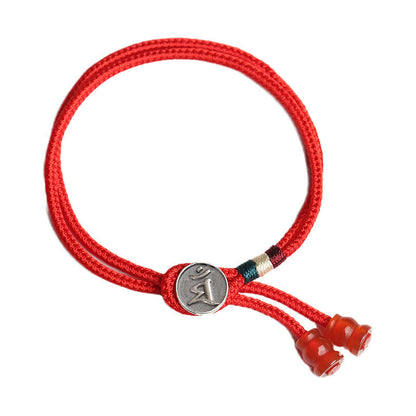 Mythstone 925 Sterling Silver Chinese Zodiac Luck Braided Red String Double Layer Bracelet