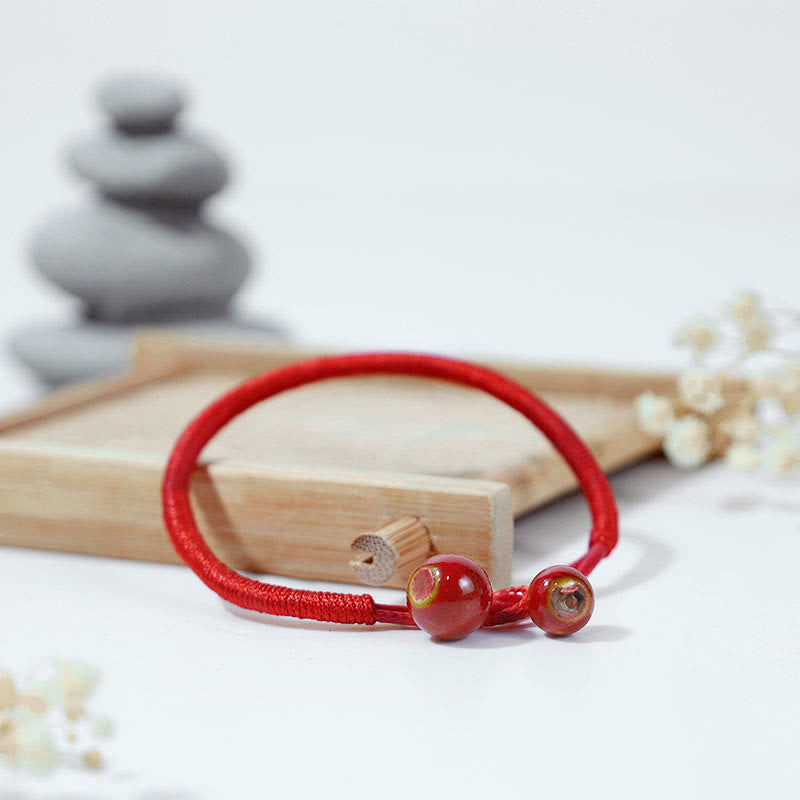 Mythstone FengShui Lucky Red String Ceramic Bracelet