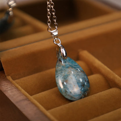 Mythstone Natural Crystal Gemstone Water Drop Spiritual Necklace Pendant