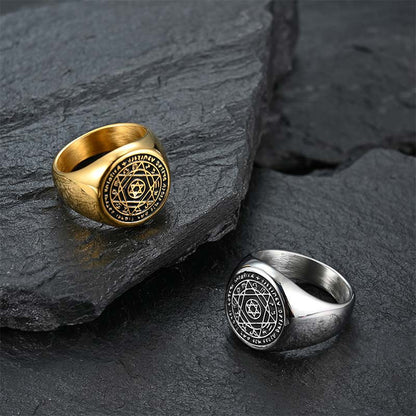 Mythstone 12 Constellations of the Zodiac Star of David Protection Ring