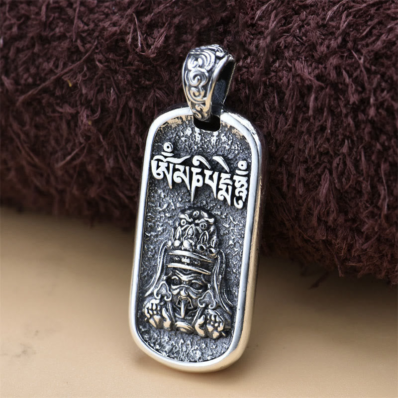 Mythstone 925 Sterling Silver Zakiram Goddess of Wealth Om Mani Padme Hum Peace Necklace Pendant