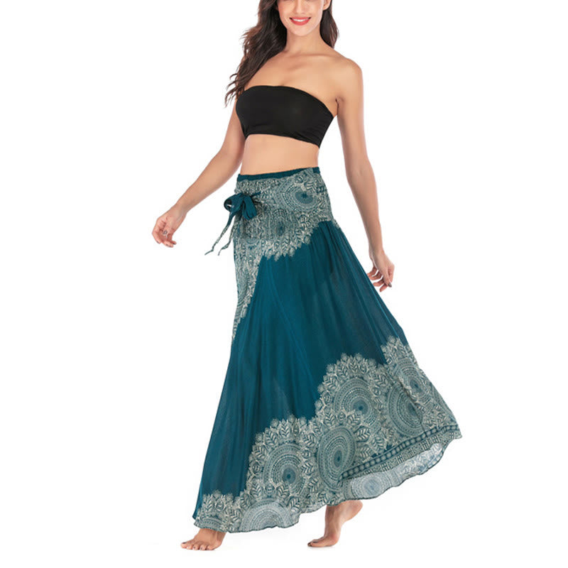 Mythstone Two Style Wear Boho Mandala Flower Beach Skirt Dress