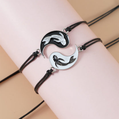 MythStone 2pcs Yin Yang Hematite Couple Bracelet