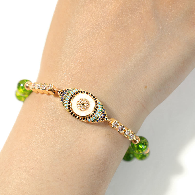 MythStone Natural Peridot Evil Eye Abundance Bracelet