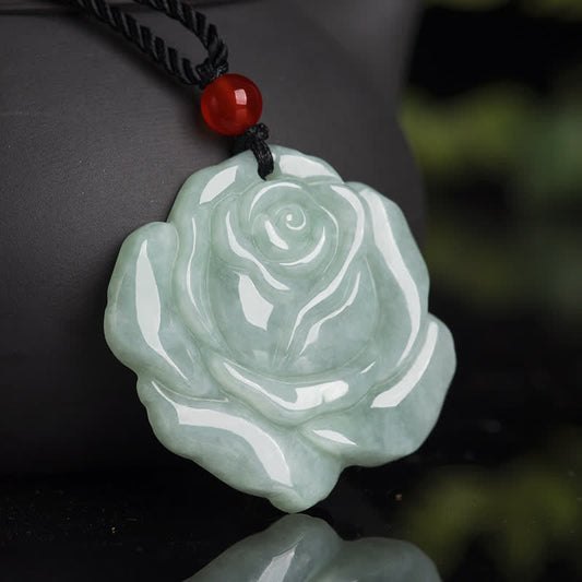 Mythstone Lotus Pattern Jade Abundance Prosperity Necklace String Pendant