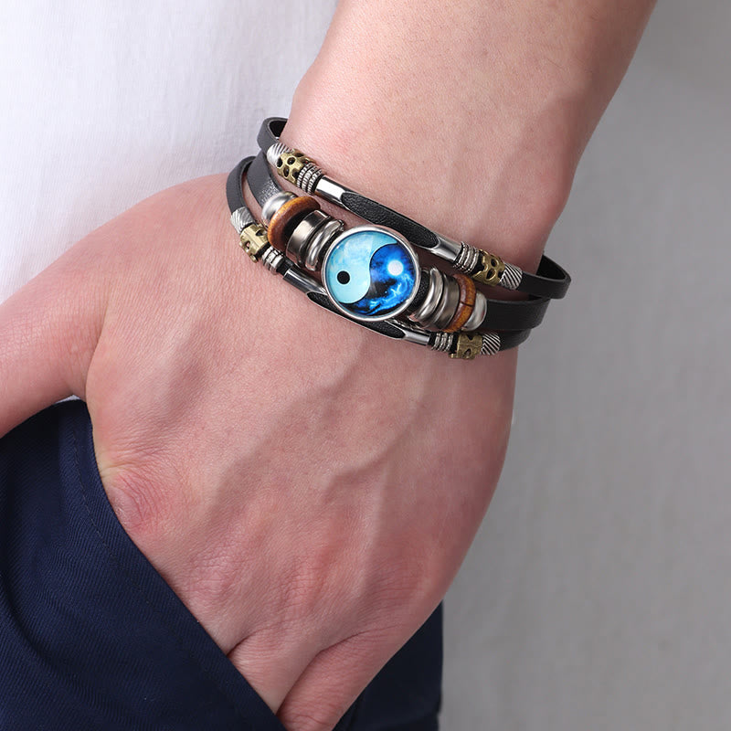 Mythstone Yin Yang Leather Balance Bracelet