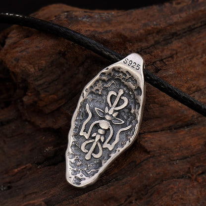 Collar con colgante de fuerza con grabado de Om Mani Padme Hum Dorje Vajra en plata de ley 925 tibetana Mythstone