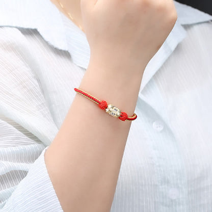 Mythstone 925 Sterling Silver Om Mani Padme Hum Prayer Wheel Luck Strength Red String Bracelet