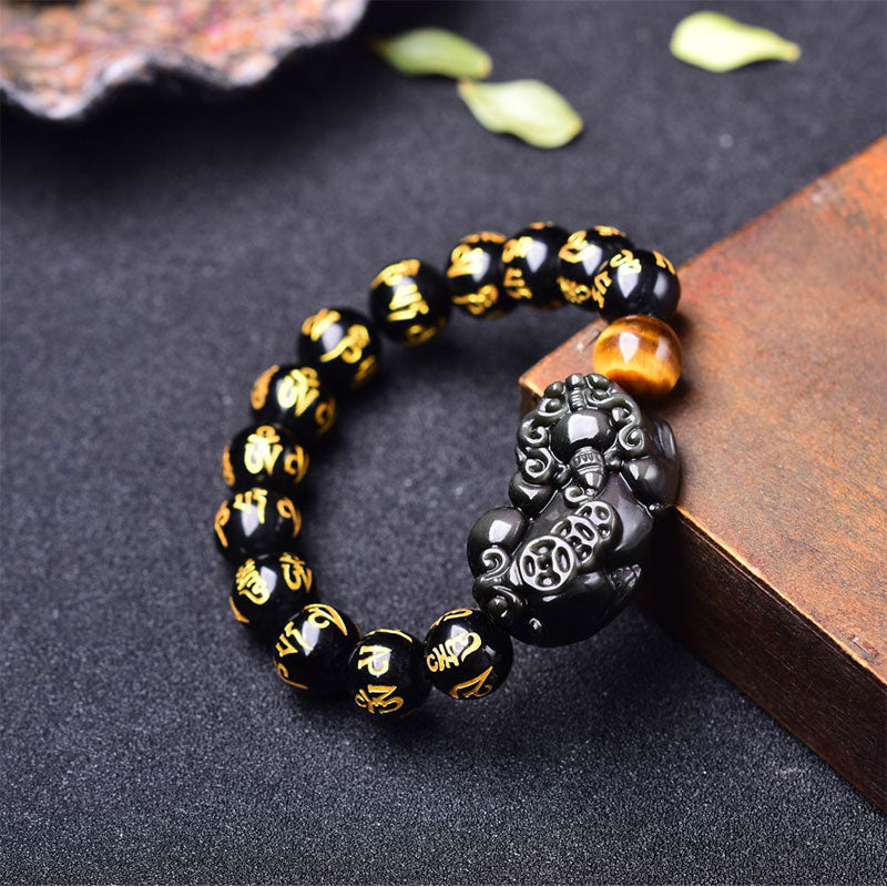 Mythstone FengShui PiXiu Obsidian Wealth Bracelet