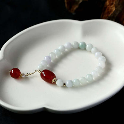 Mythstone Natural White Jade Agate Protection Bracelet